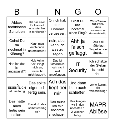 LSP Delivery Space Bingo Card