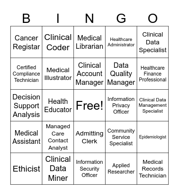 Health Informatics Bingo Card