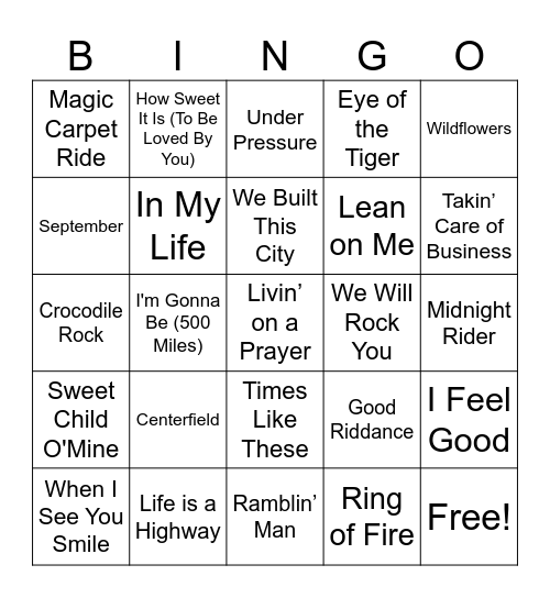 ROCKtober Bingo Card