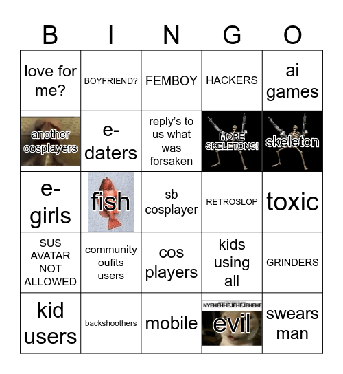 Roblox bingo! note: play him rn! Bingo Card