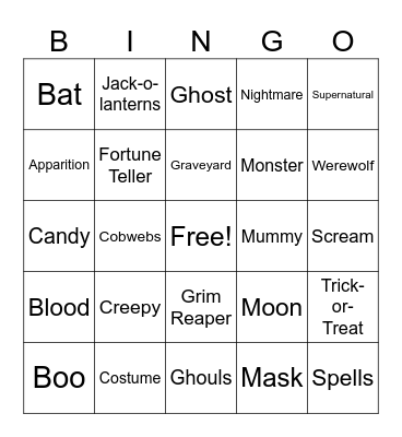 Halloween BINGO Card