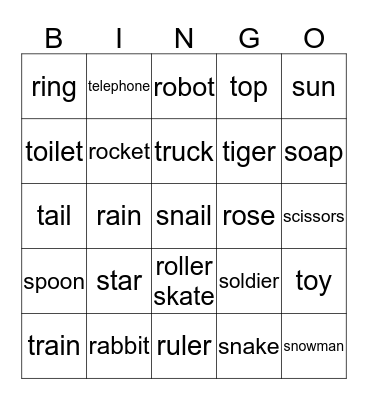 Final Phonics 2 R,S,T Bingo Card