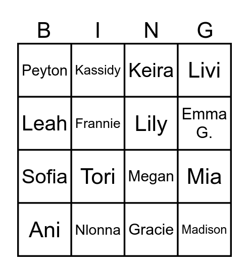 SLHS Ballers Bingo Card