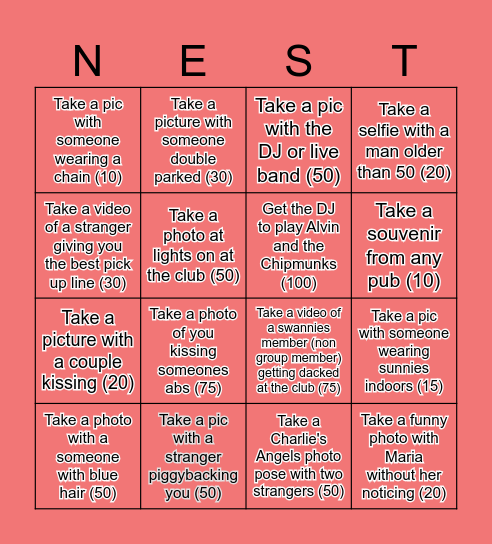 SWANNIES NETTY TRIP 2025 Bingo Card