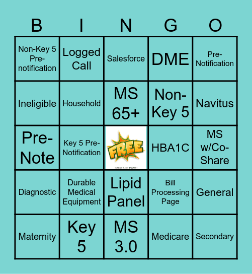 Pre-Notification Bingo Card