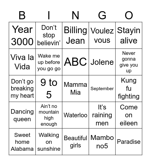 Game 2 Bingo Card