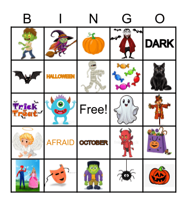 OCTOBER-HALLOWEEN SPANISH Bingo Card