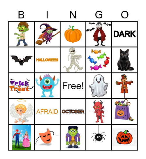 OCTOBER-HALLOWEEN SPANISH Bingo Card