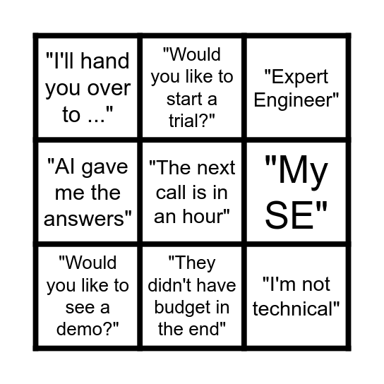 SE Bingo Card