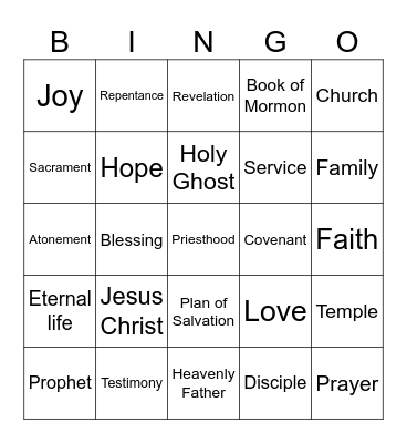 General Conference Bingo Card