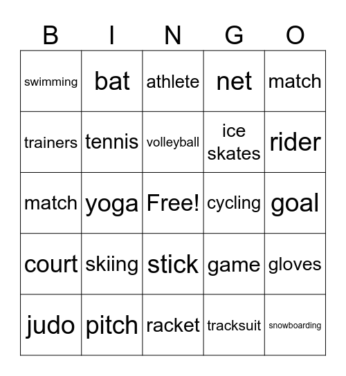 Vocabulary Unit 6 Bingo Card