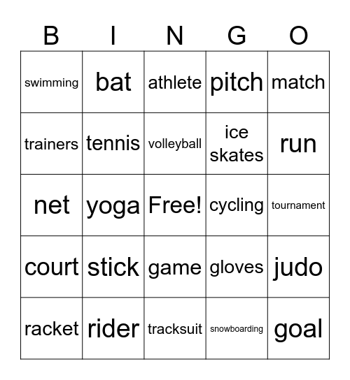Vocabulary Unit 6 Bingo Card
