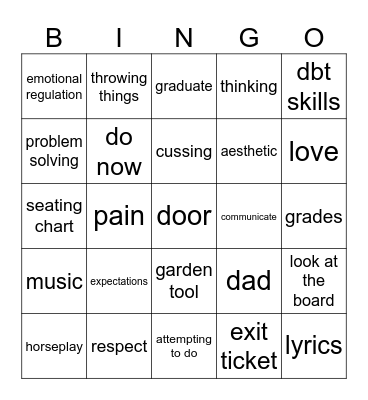 Respect and Work Bingo Card