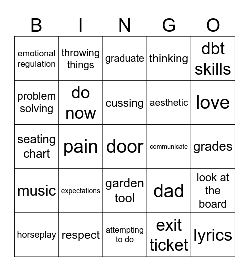 Respect and Work Bingo Card