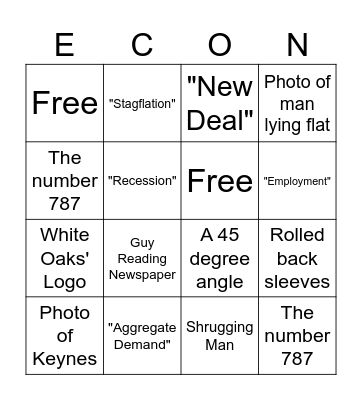 Keynesian Economics Bingo Card