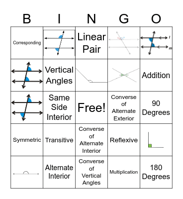 Parallel Lines, angles, and perpendicular bisectors Bingo Card