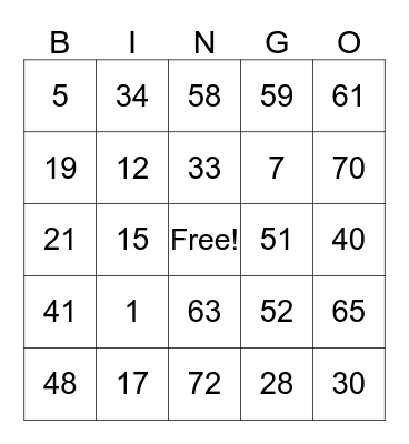 Thanksgiving Bingo 2016 Bingo Card