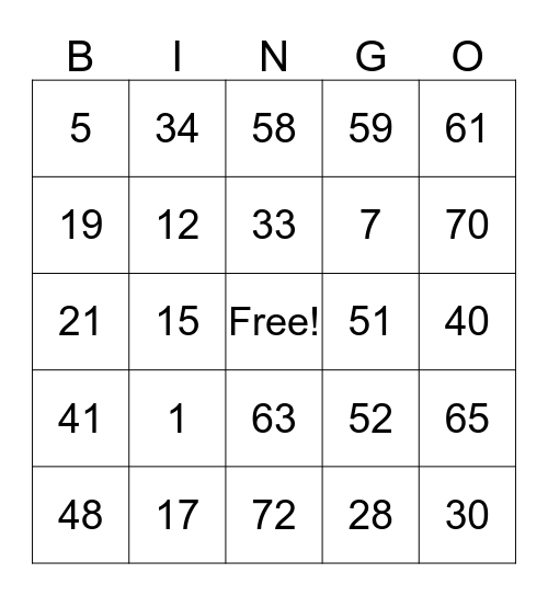 Thanksgiving Bingo 2016 Bingo Card