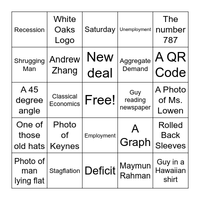 HL Economics Bingo Card