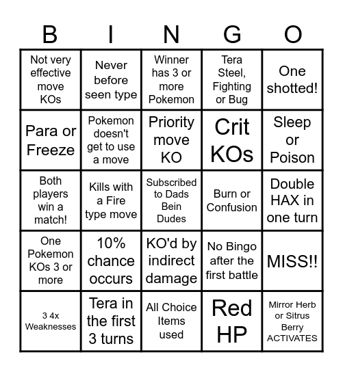 Then we fight bingo Dads Change Type Bingo Card