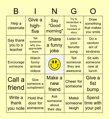 World Smile Day Bingo Card