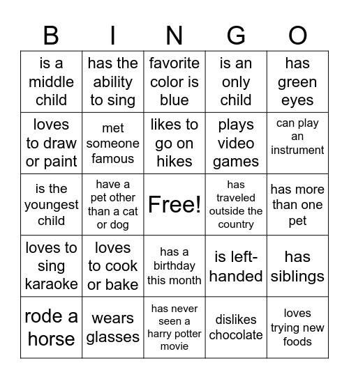 Untitled Bingo Card