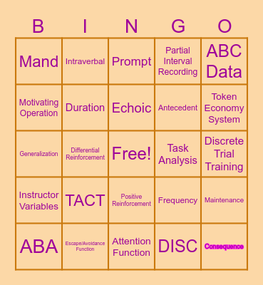 Halloween ABA Bingo Card