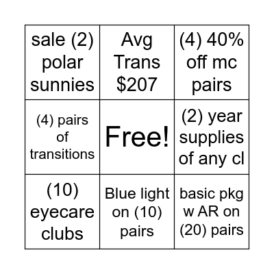 Sales October $25 Bingo Card