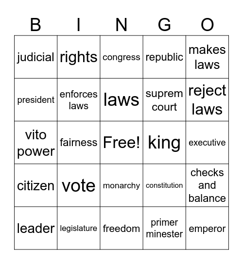 Social Studies Bingo Card