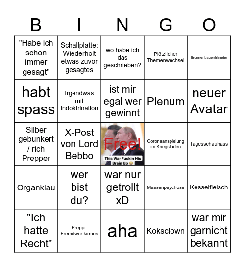 Prepper Bullshitbingo Winter 25/26 Bingo Card