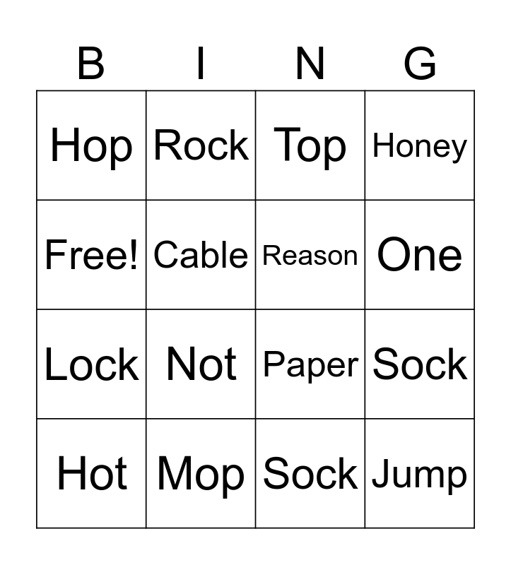 Vocabulary Week 3 Bingo Card