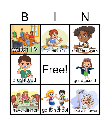 Daily routines Bingo Card