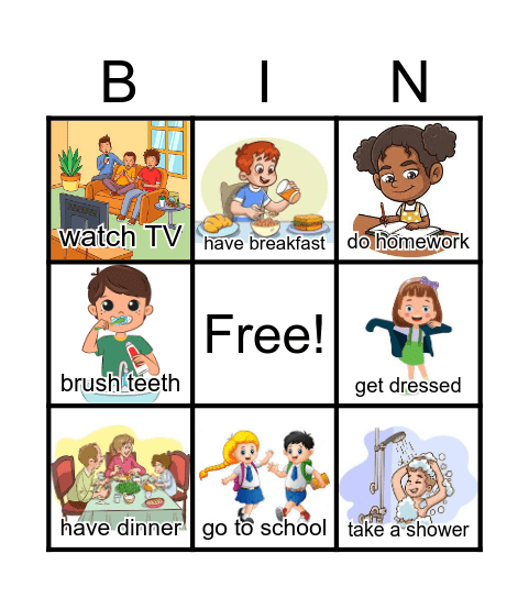 Daily routines Bingo Card