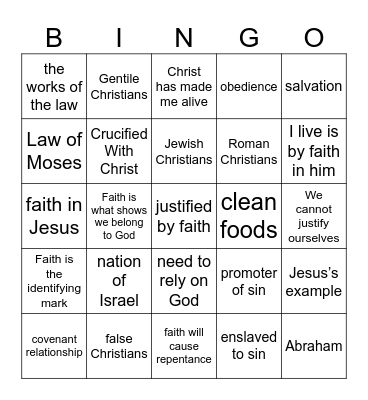 Pastor Bingo Card