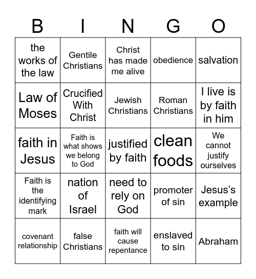 Pastor Bingo Card