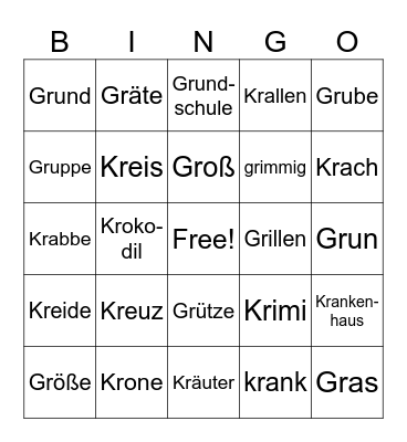 German kr & gr blends Bingo Card