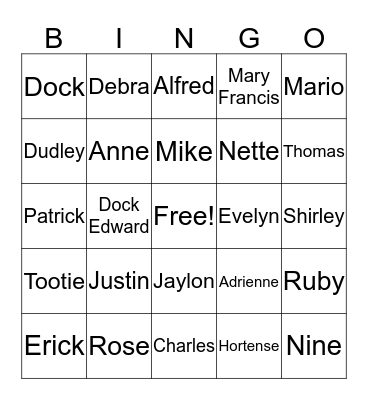 Family Knowledge Bingo Card