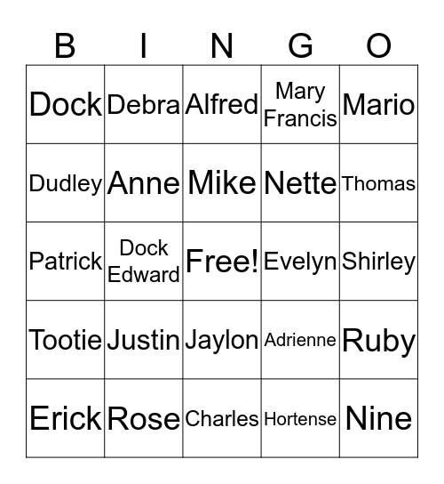 Family Knowledge Bingo Card
