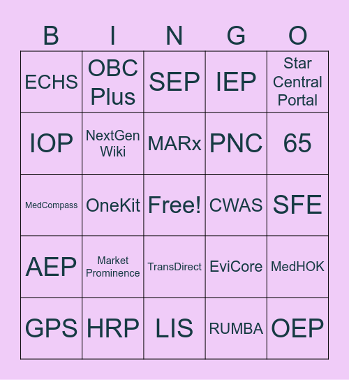System's and More! Bingo Card