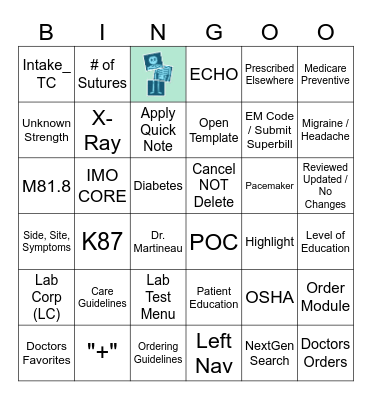 Intake_ TC > Superbill Bingo Card