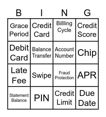 Credit Bing Bingo Card