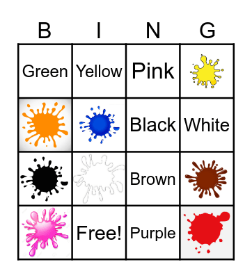 The colors Bingo Card