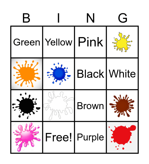 The colors Bingo Card