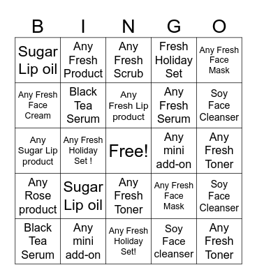 FRESH Aventura Bingo! Bingo Card