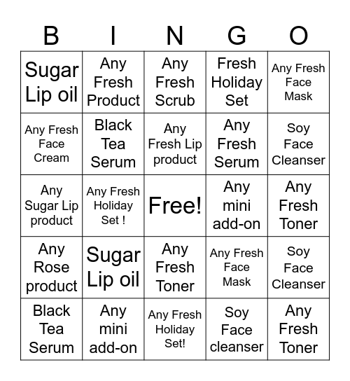 FRESH Aventura Bingo! Bingo Card