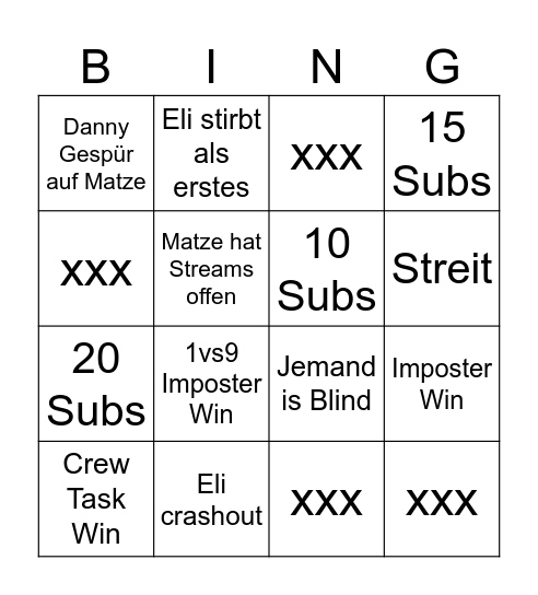 Matze Among Bingo Card