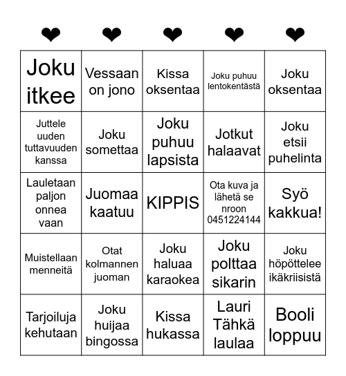 Synttäribingo Card