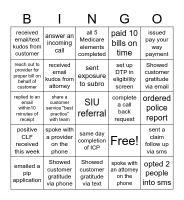 Customer service week Bingo Card