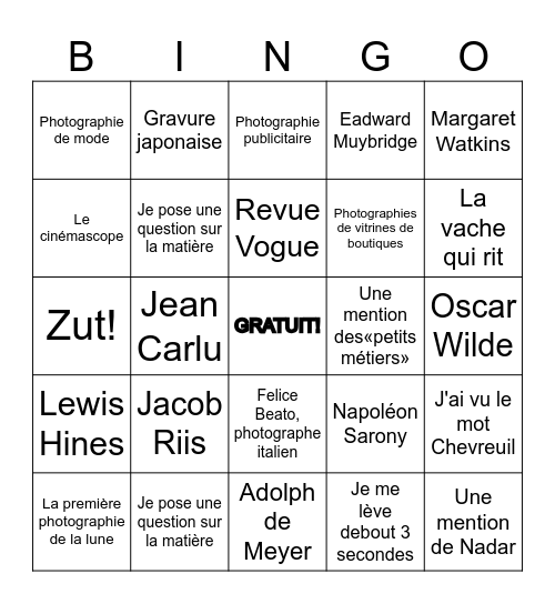 Photo Bingo Card