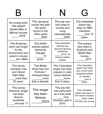 Bingo For vs Since Bingo Card